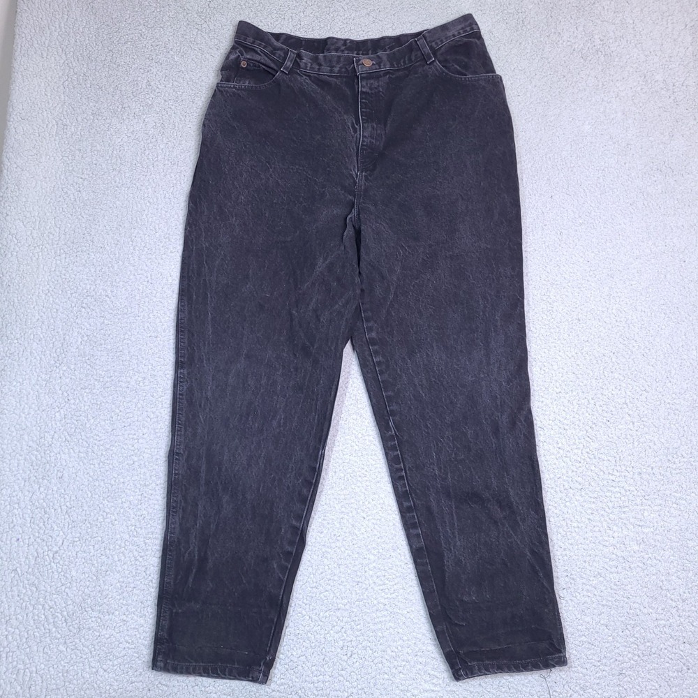 Vintage Gitano Mom Jeans Womens 18 Black Denim High Rise Tapered Leg 34x30